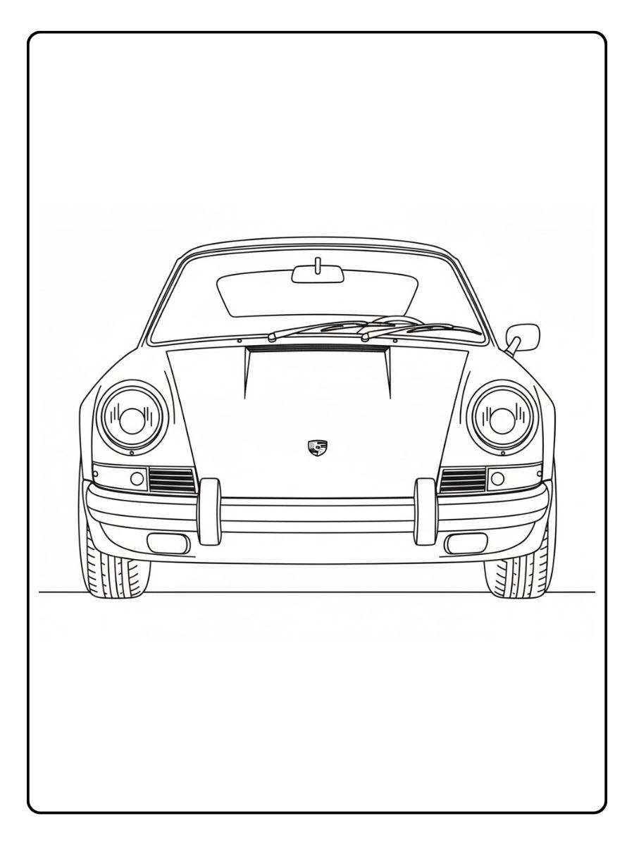 Porsche Ausmalbild 911 Front View