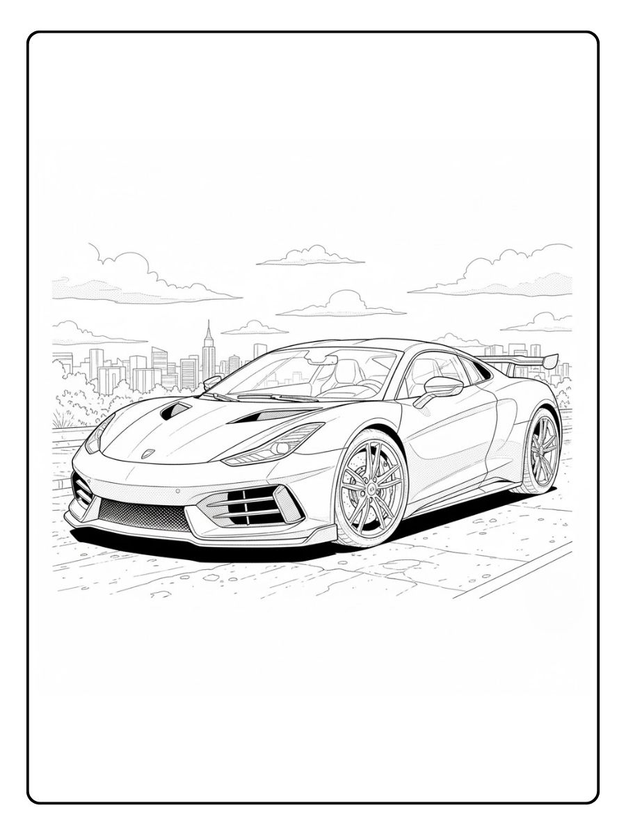 Realistische Ausmalbilder Sportwagen