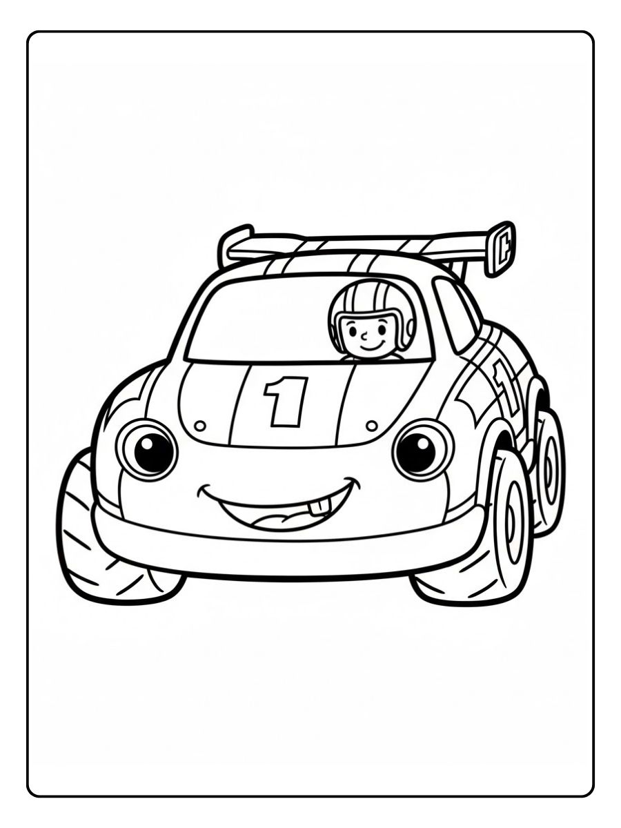 Rennauto Ausmalbild für Kinder