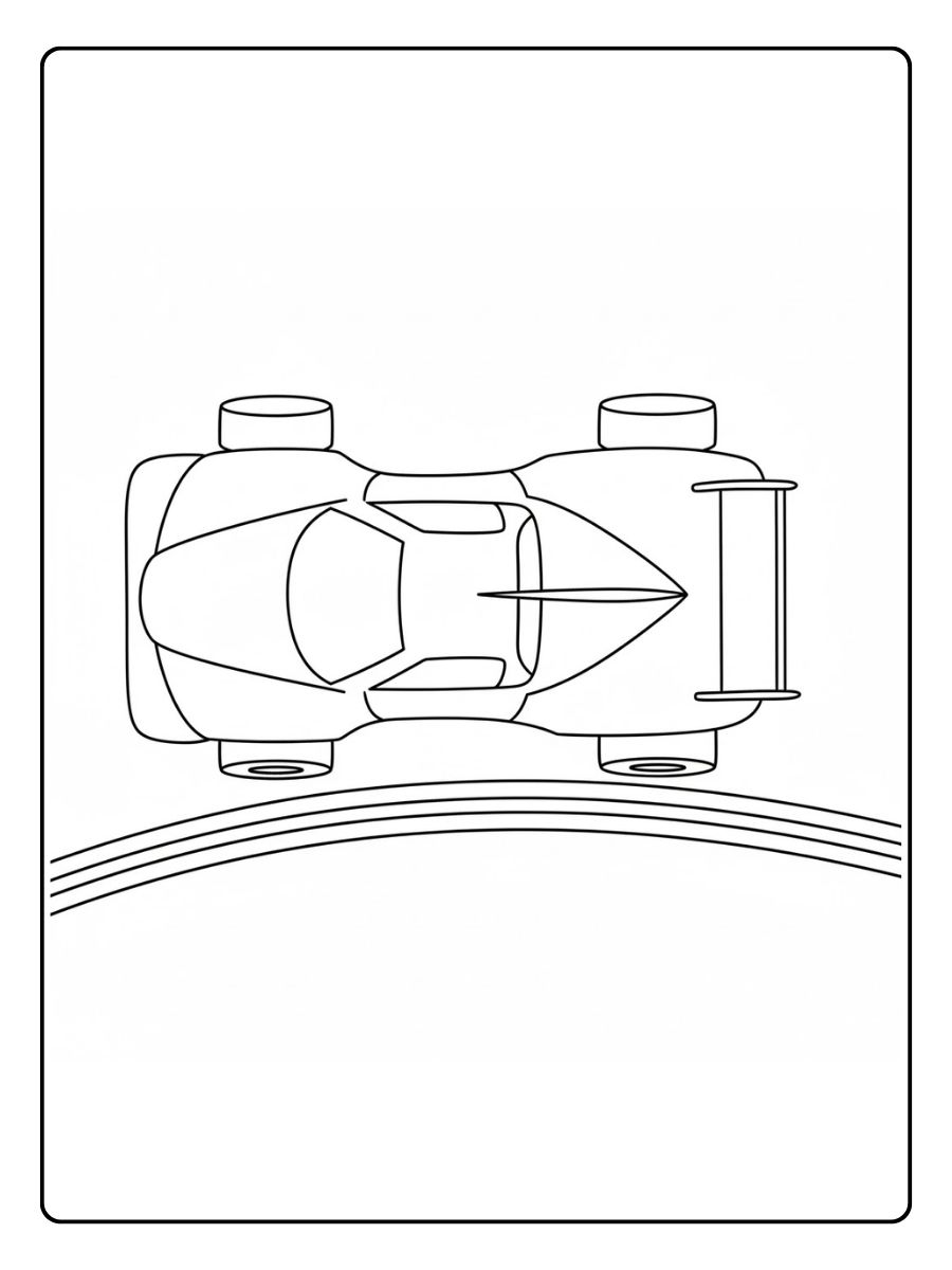 Rennauto Ausmalbild von oben