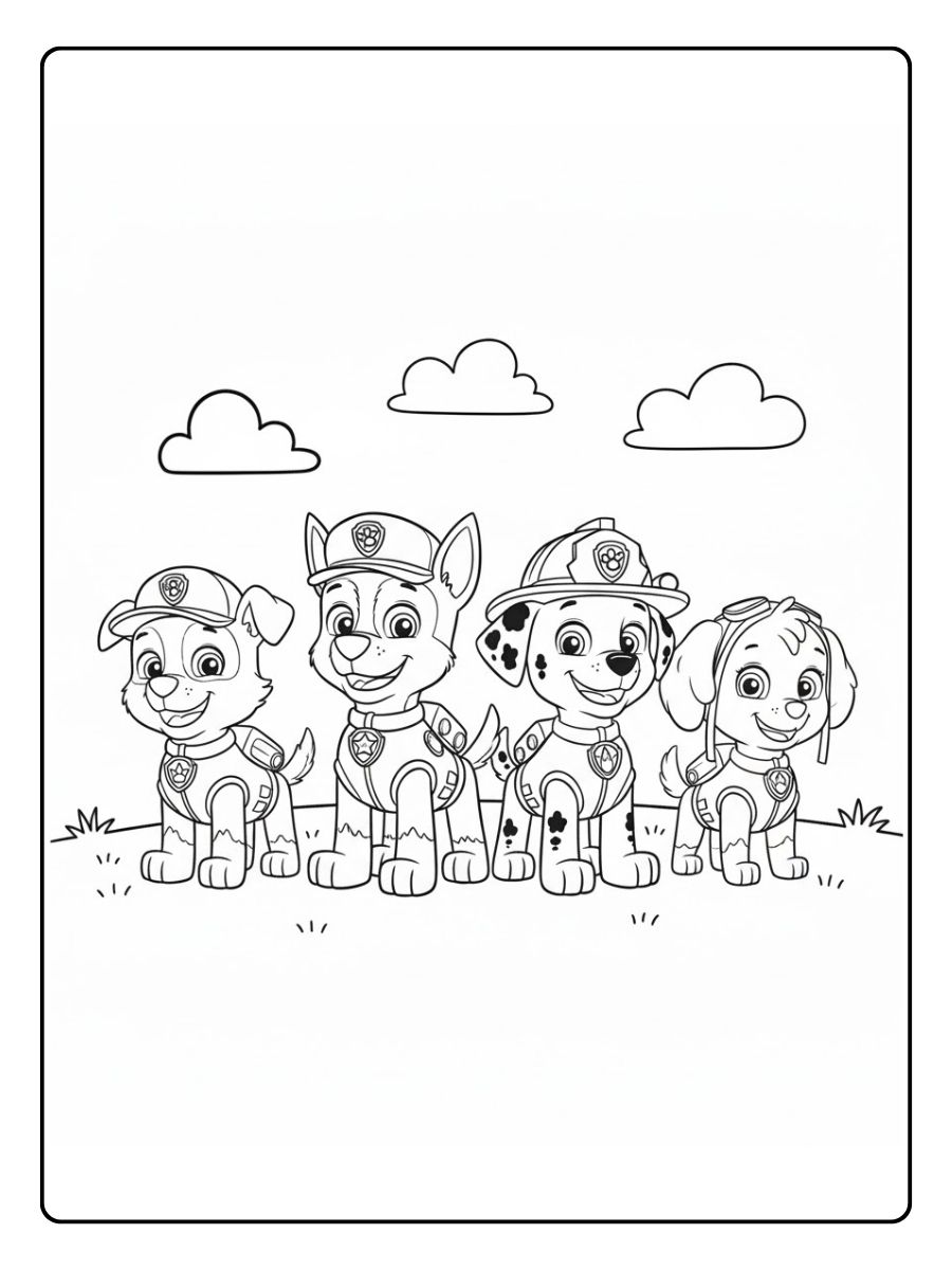 Rocky Ausmalbild Paw Patrol Team