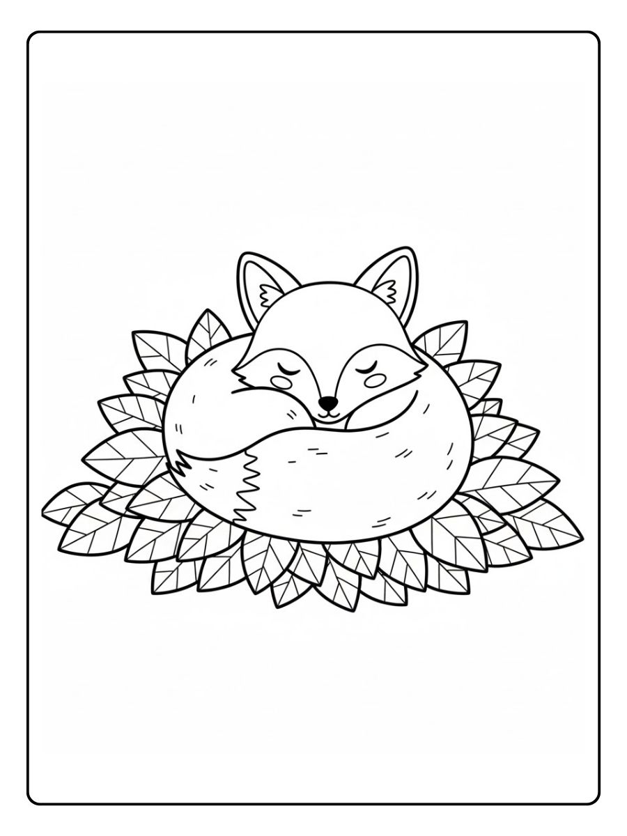 Schlafender Fuchs Ausmalbild