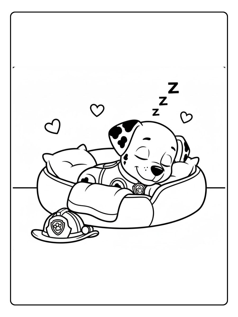 Schlafender Marshall Paw Patrol Ausmalbilder