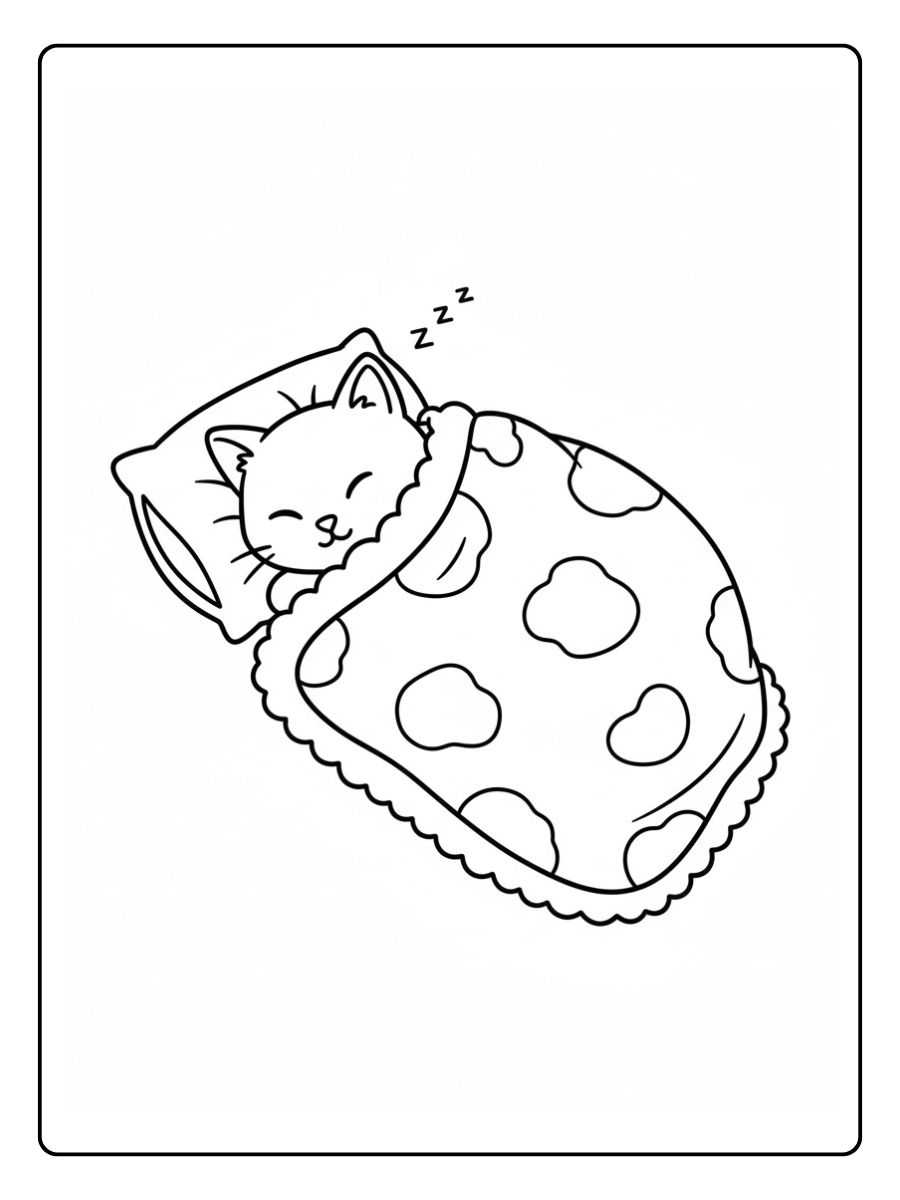 Schlafendes Ausmalbild Katze