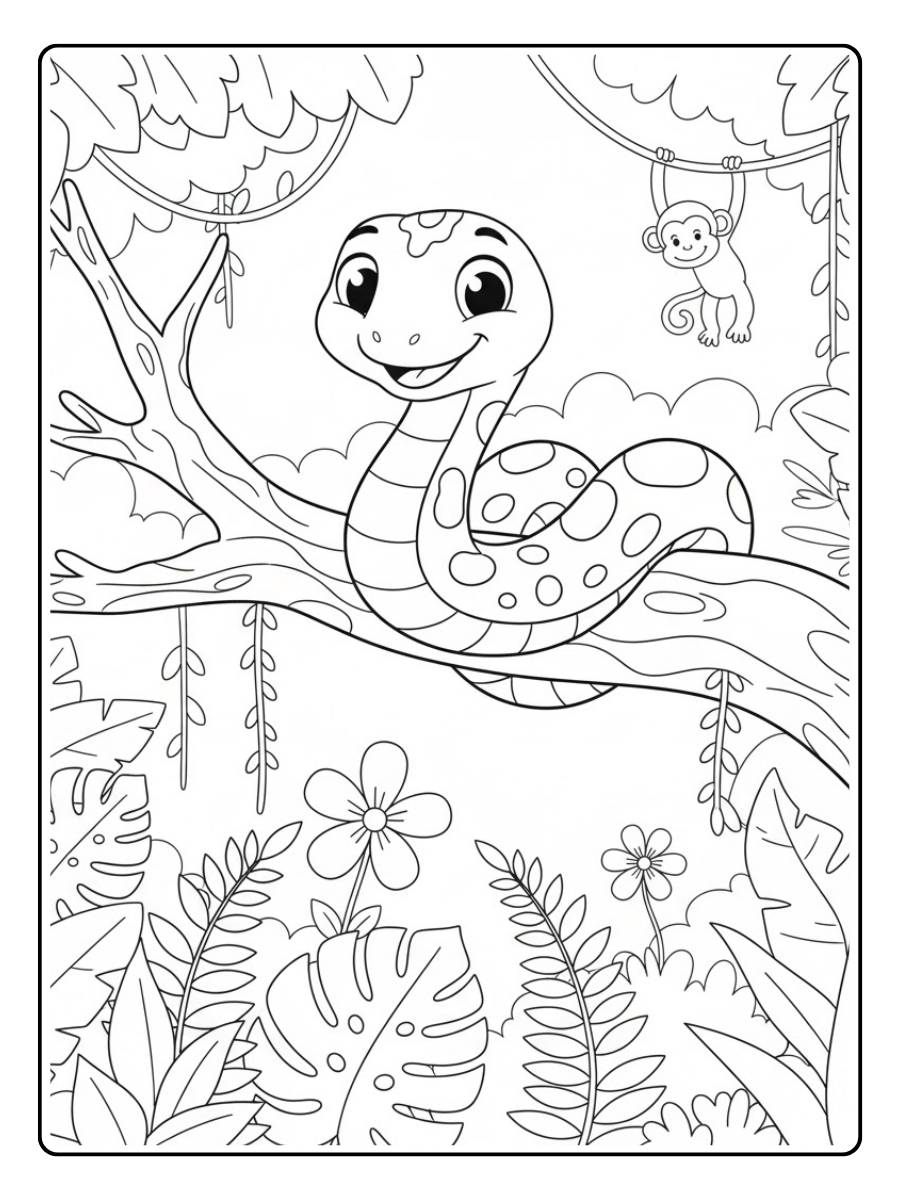 Schlange im Dschungel Ausmalbild