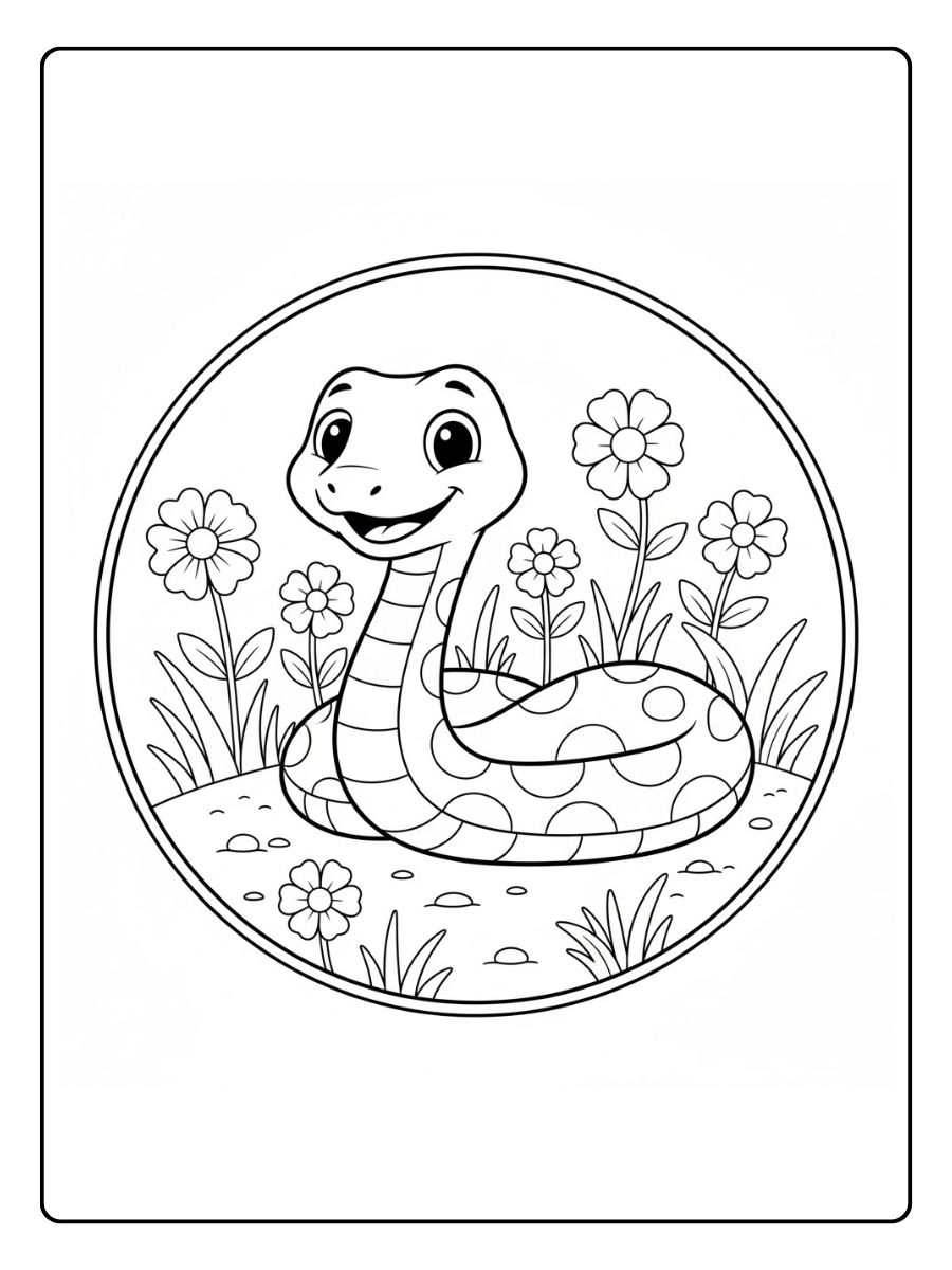 Schlange in der Wiese Ausmalbild