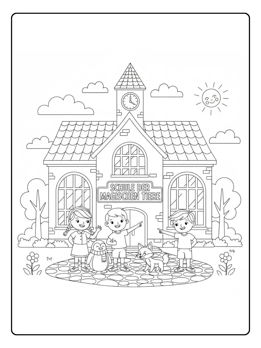 Schulgebäude Ausmalbild Schule der magischen Tiere