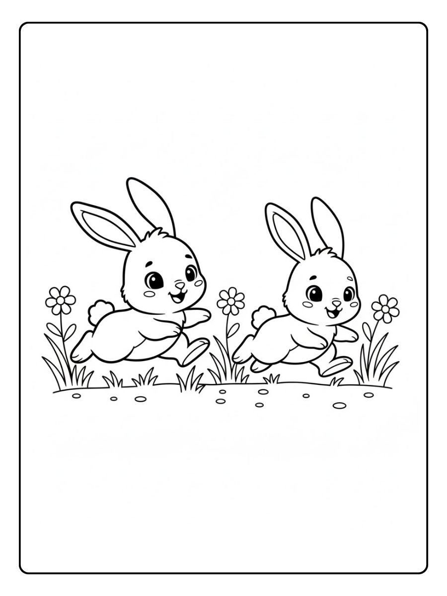 Spielende Hasen Ausmalbilder