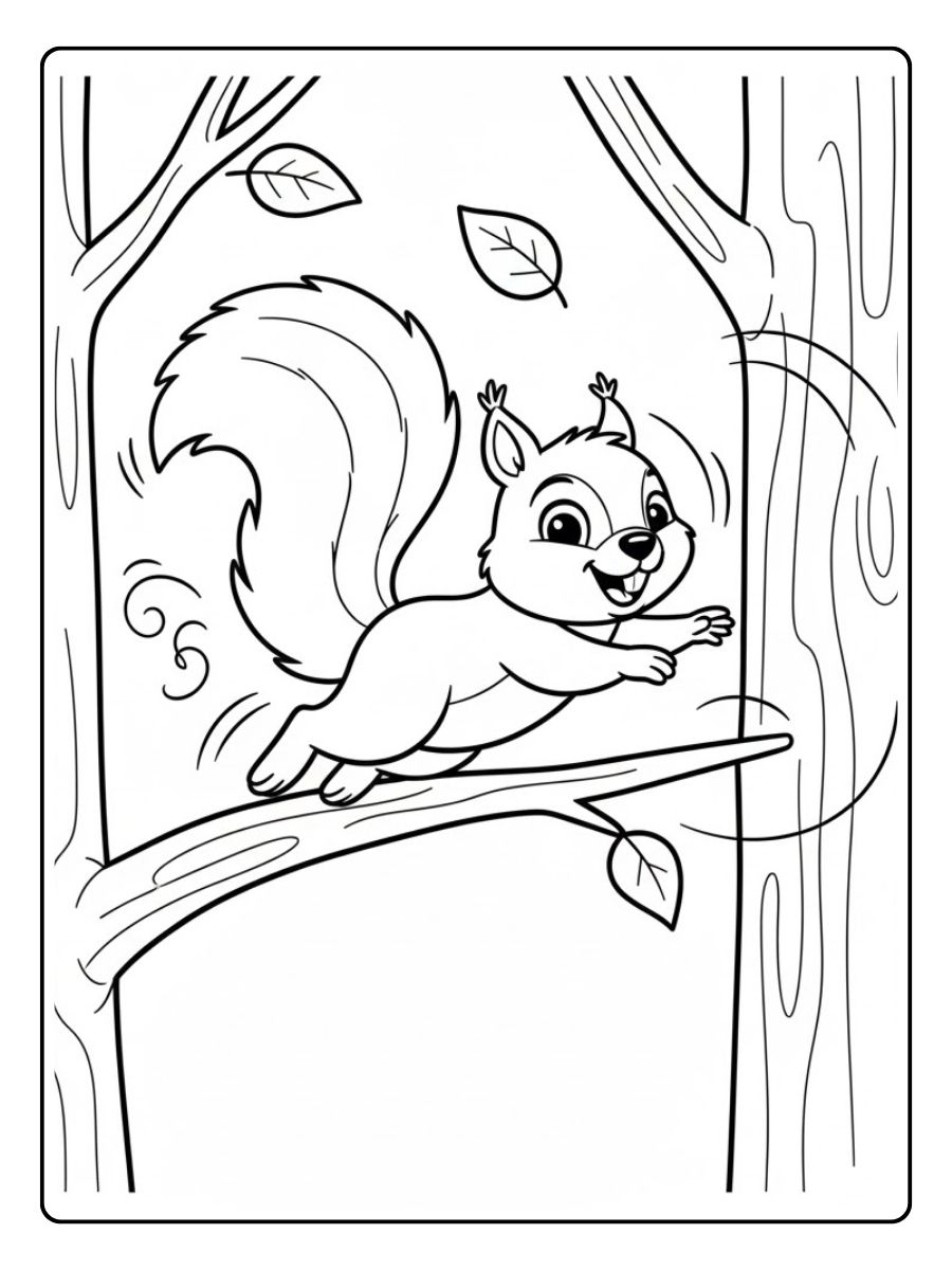 Springendes Eichhörnchen Ausmalbild