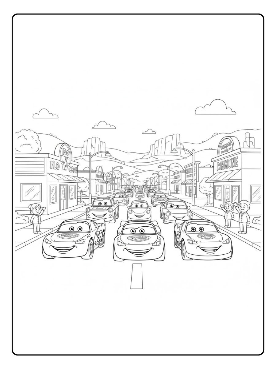 Stadt Szene Cars Ausmalbilder