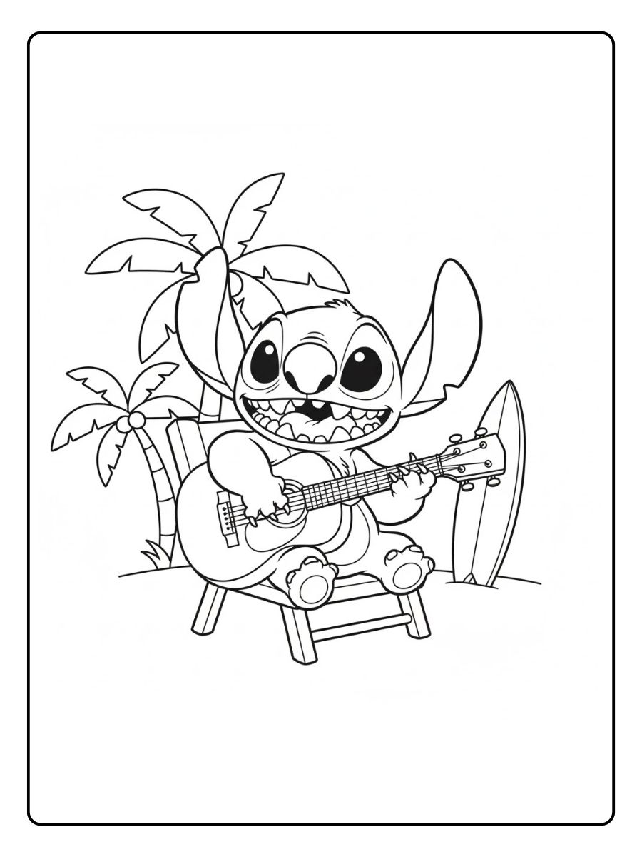 Stitch Ausmalbilder Gitarre