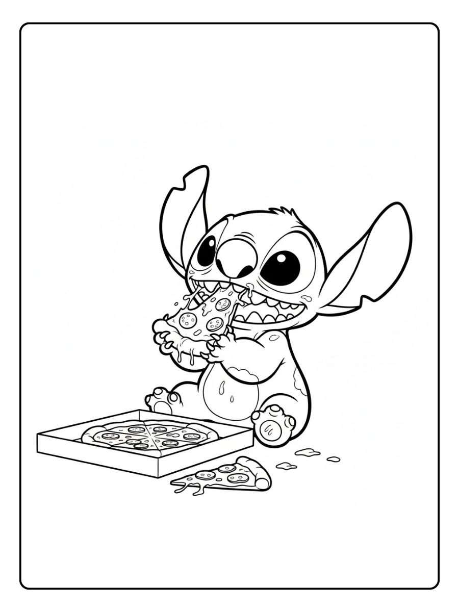 Stitch Ausmalbilder Pizza