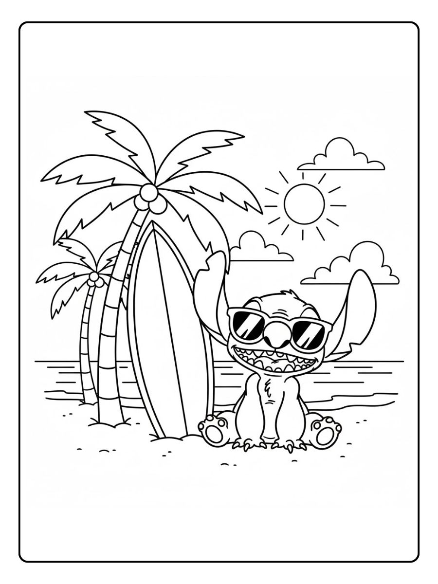 Stitch Ausmalbilder Strand