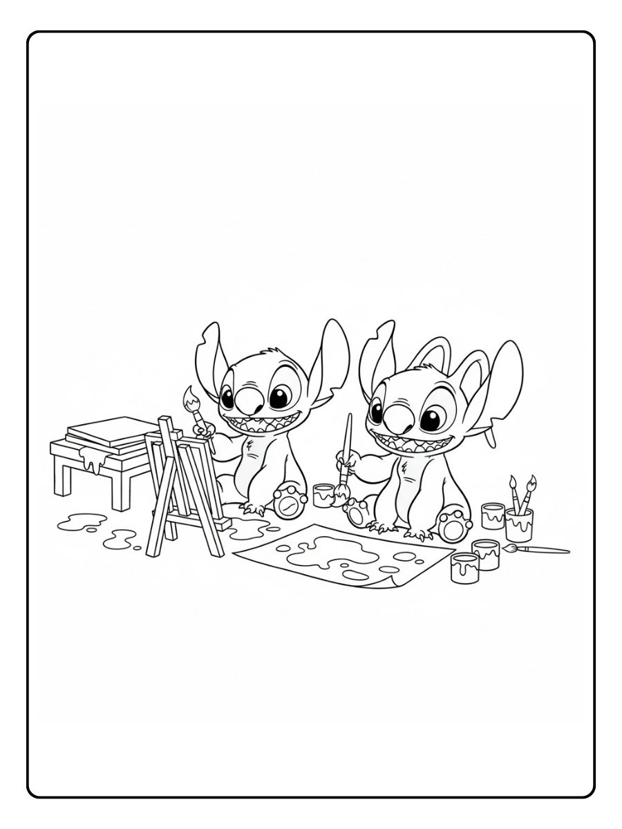 Stitch und Angel Malspaß Ausmalbild