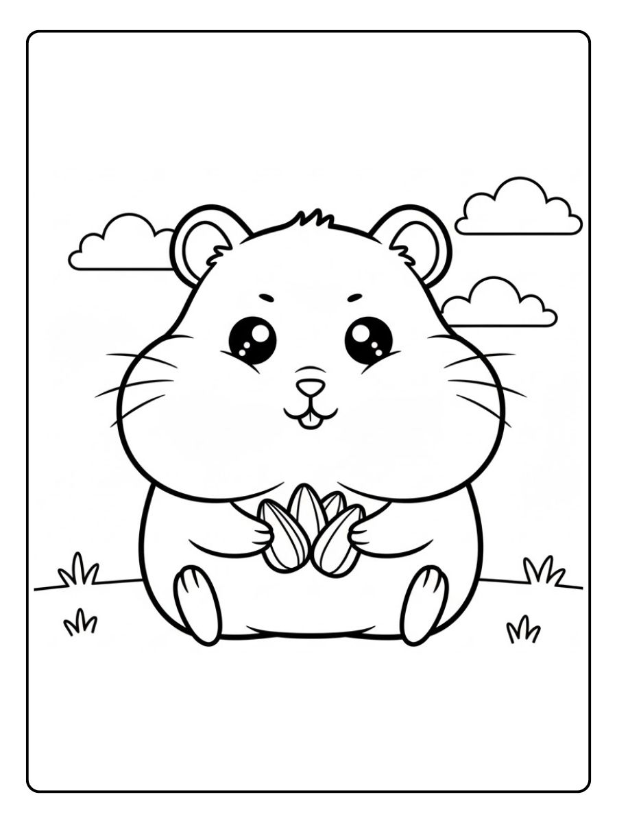 Süß Kawaii Hamster Ausmalbild