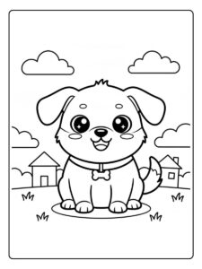 Süß Kawaii Hund Ausmalbild