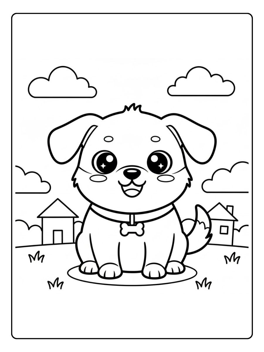 Süß Kawaii Hund Ausmalbild