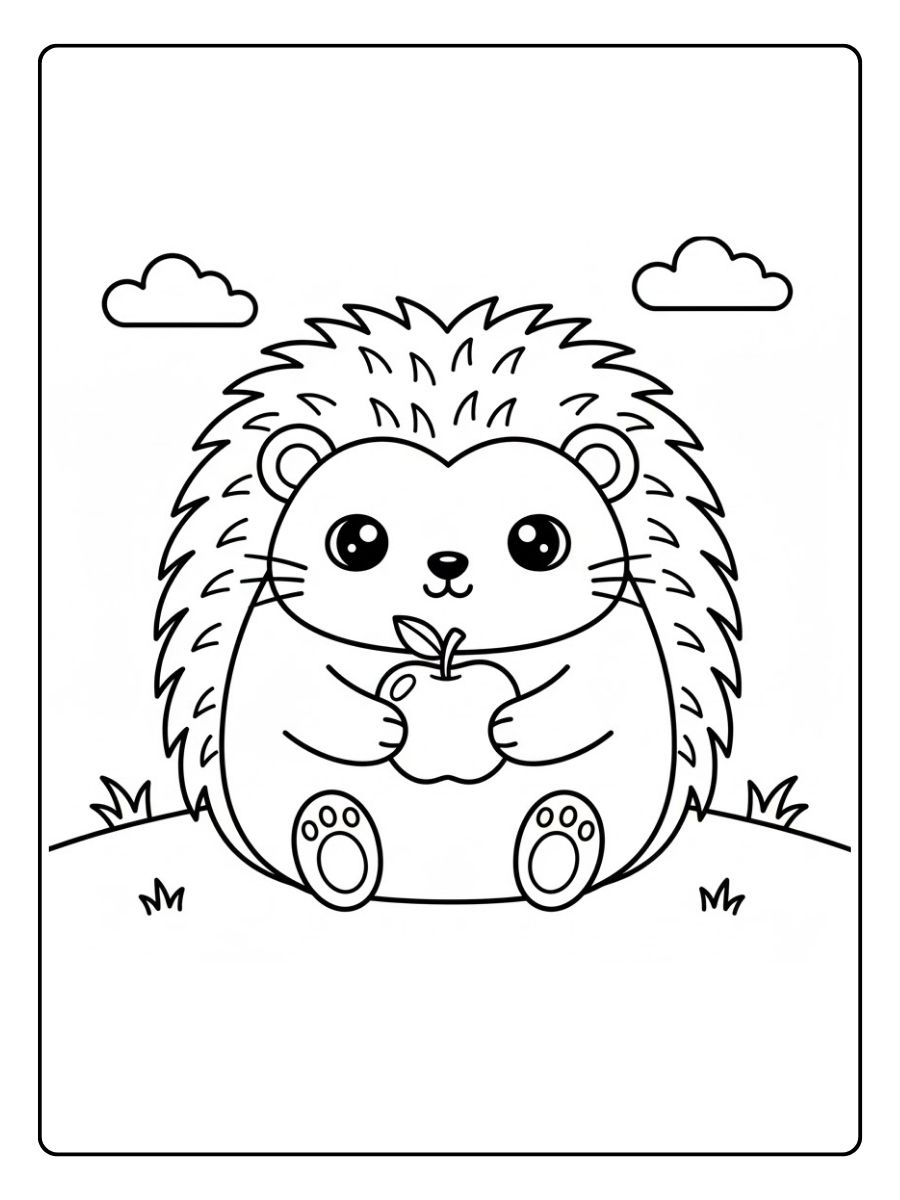 Süß Kawaii Igel Ausmalbild