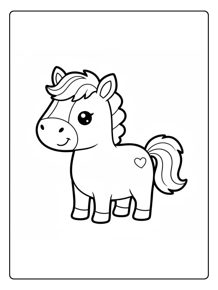 Süßes Ausmalbild Pferd für Kinder