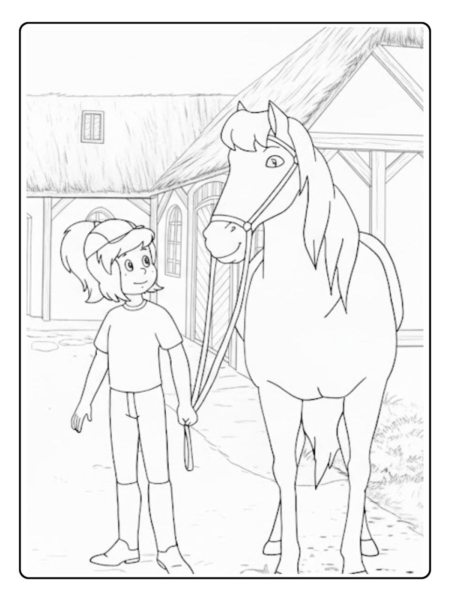 Tina führt Pferd Ausmalbilder