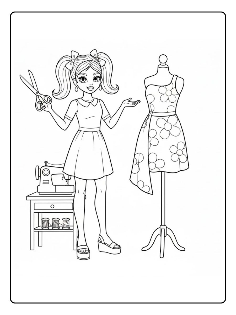 Topmodel Ausmalbilder Kleid Design