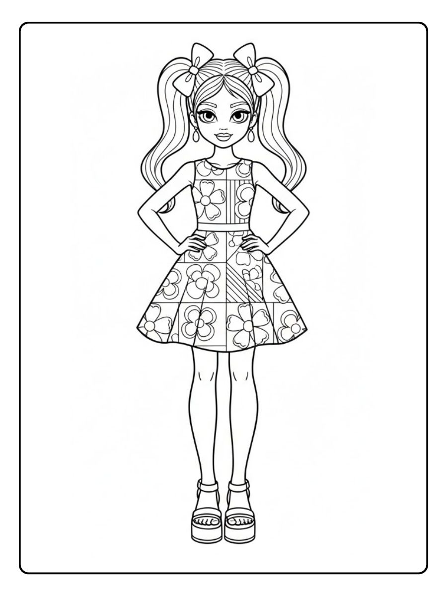 Topmodel Ausmalbilder Mode Mädchen