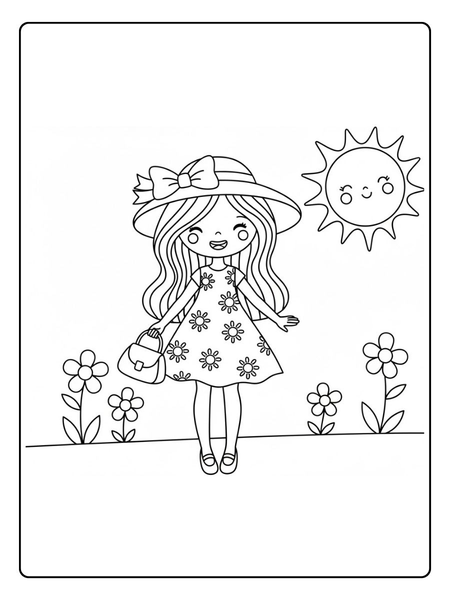 Topmodel Ausmalbilder Sommer Outfit