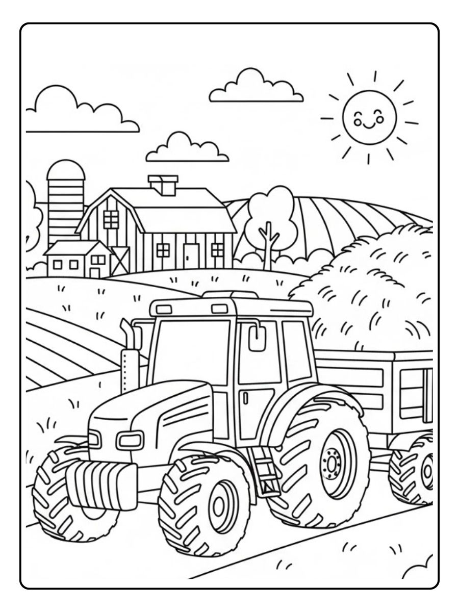 Traktor Ausmalbild Anhänger