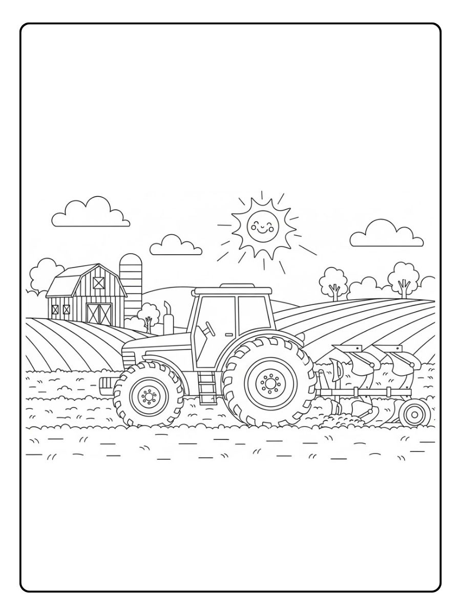 Traktor Ausmalbild Pflügen