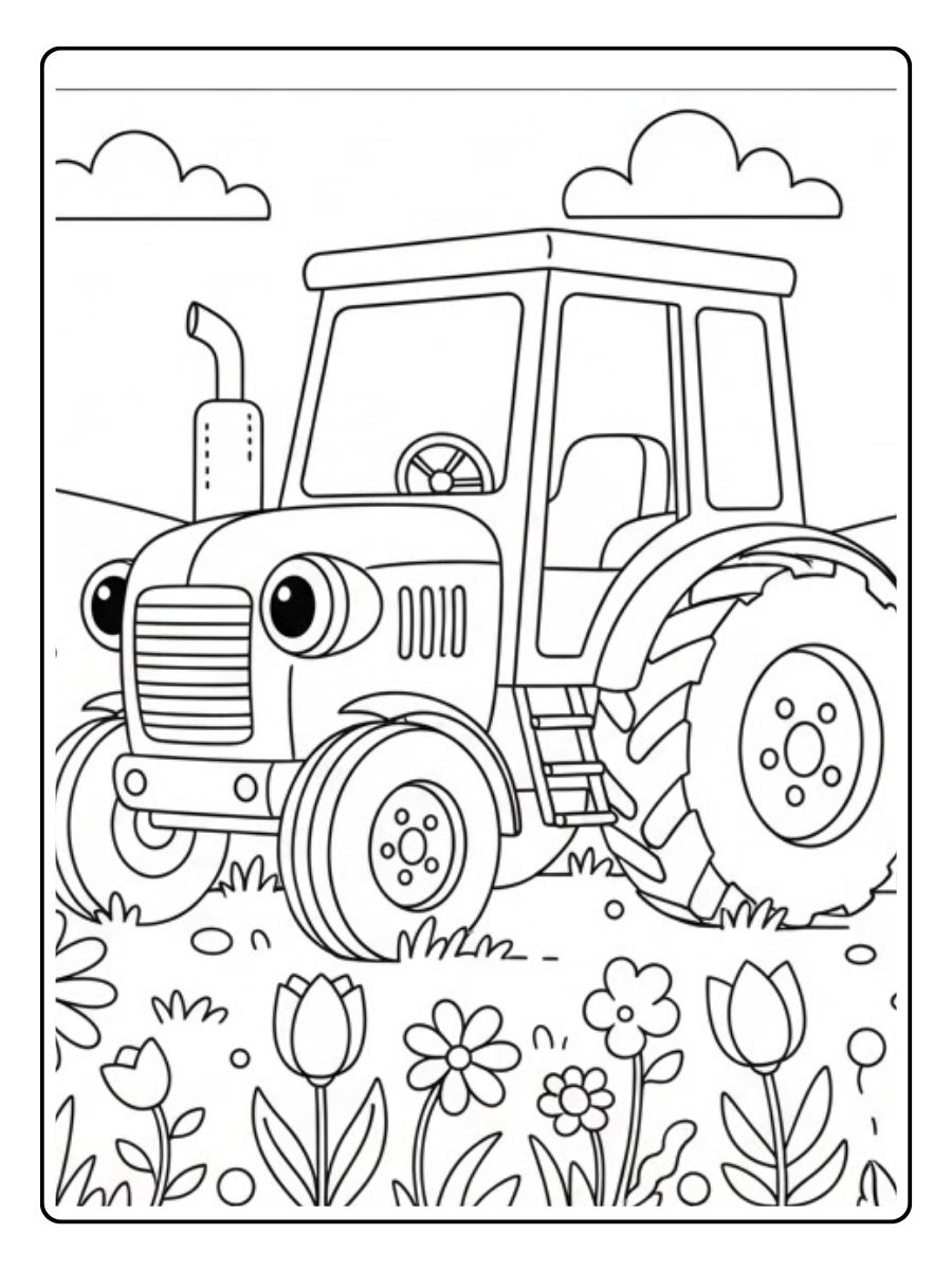 Traktor Ausmalbild Wiese