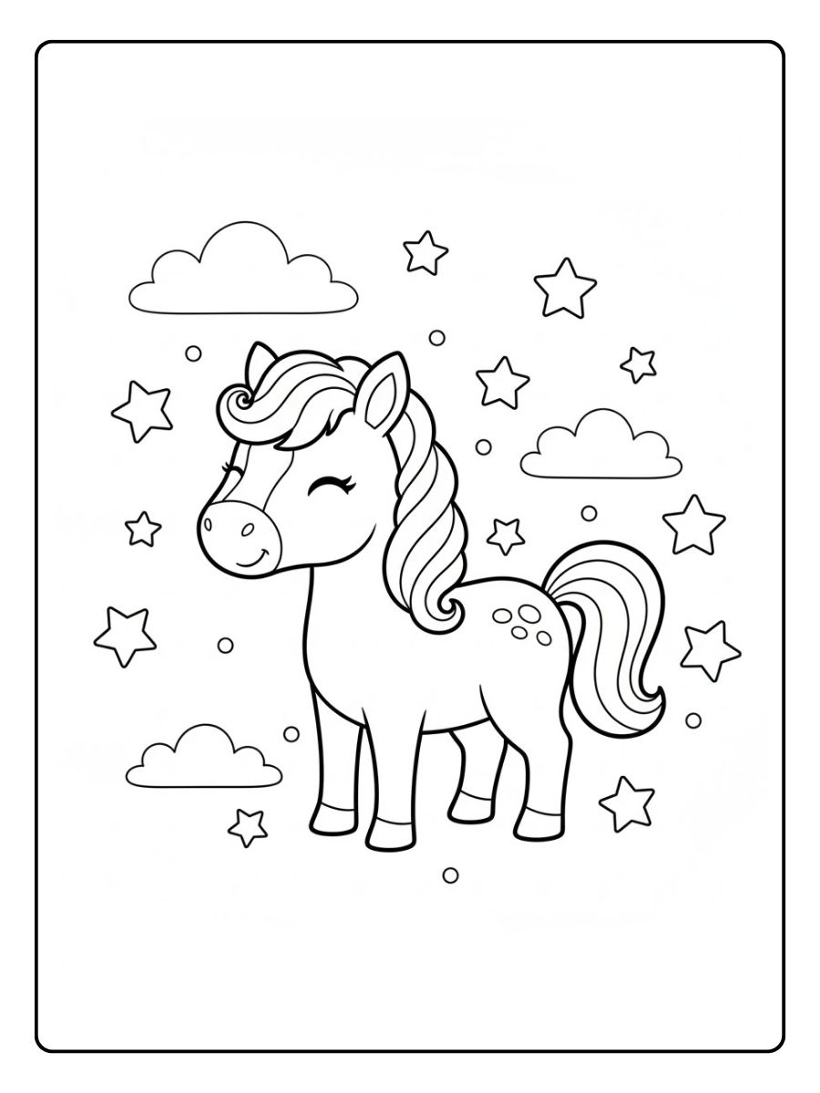 Traumhaftes Ausmalbild Pferd