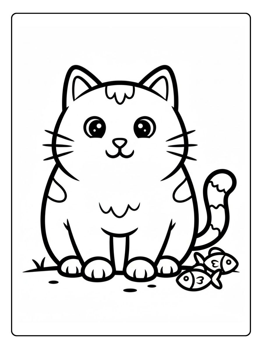 Verspieltes Ausmalbild Katze