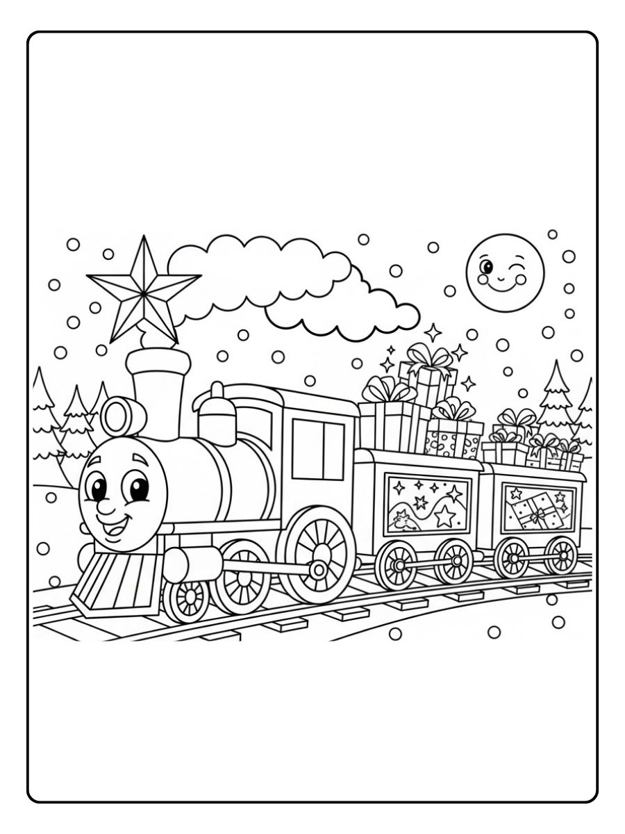 Weihnachts Zug Ausmalbild