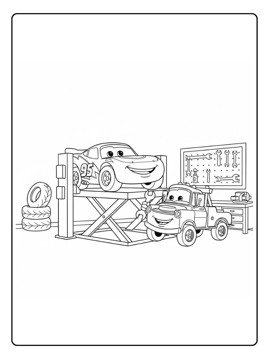 Werkstatt Cars Ausmalbilder Vorlage
