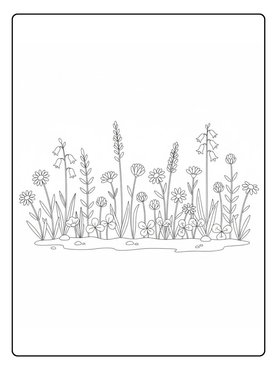 Wilde Blumen Ausmalbild