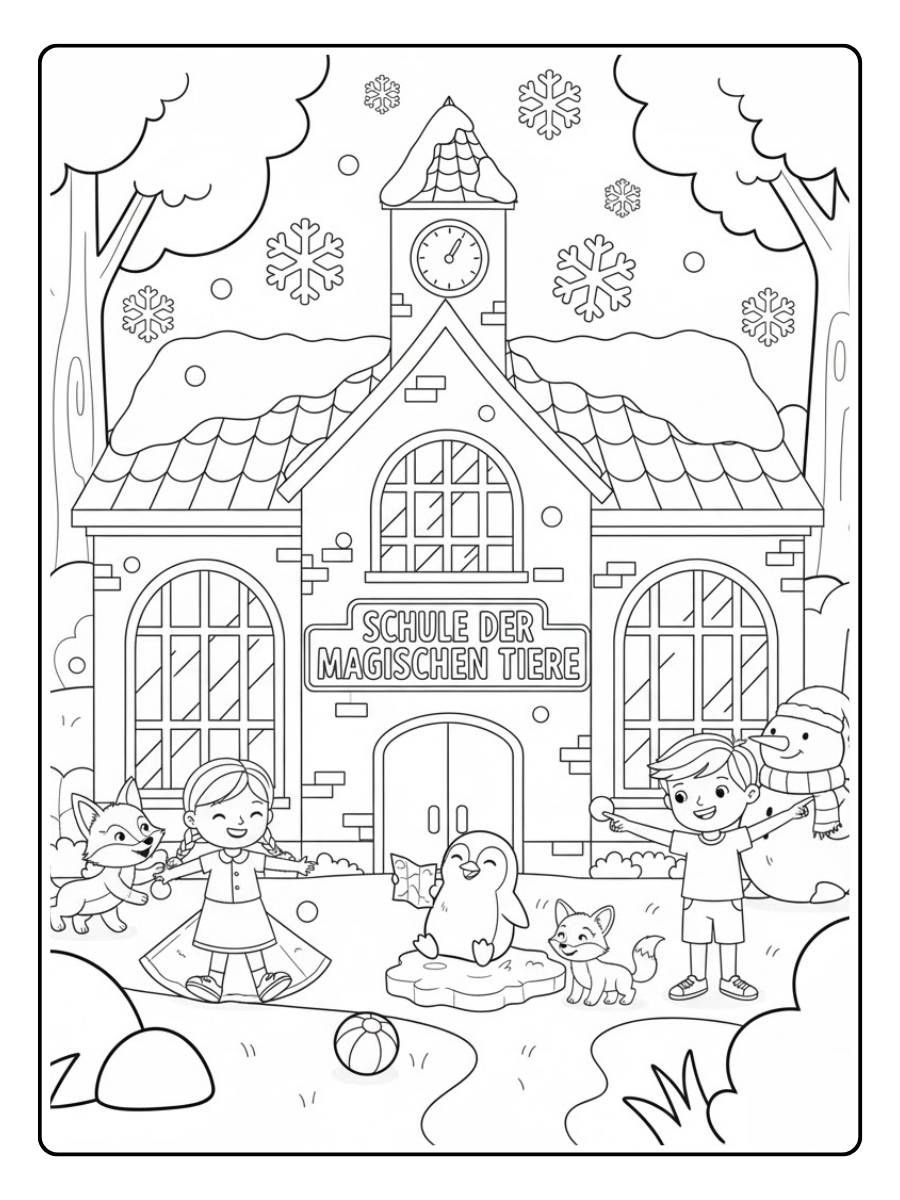 Winter Ausmalbild Schule der magischen Tiere