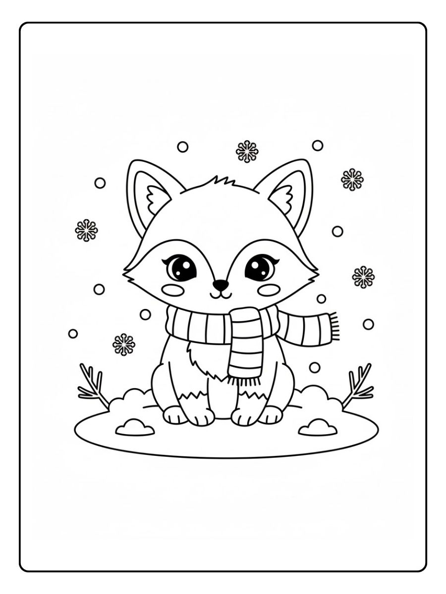 Winter Fuchs Ausmalbild