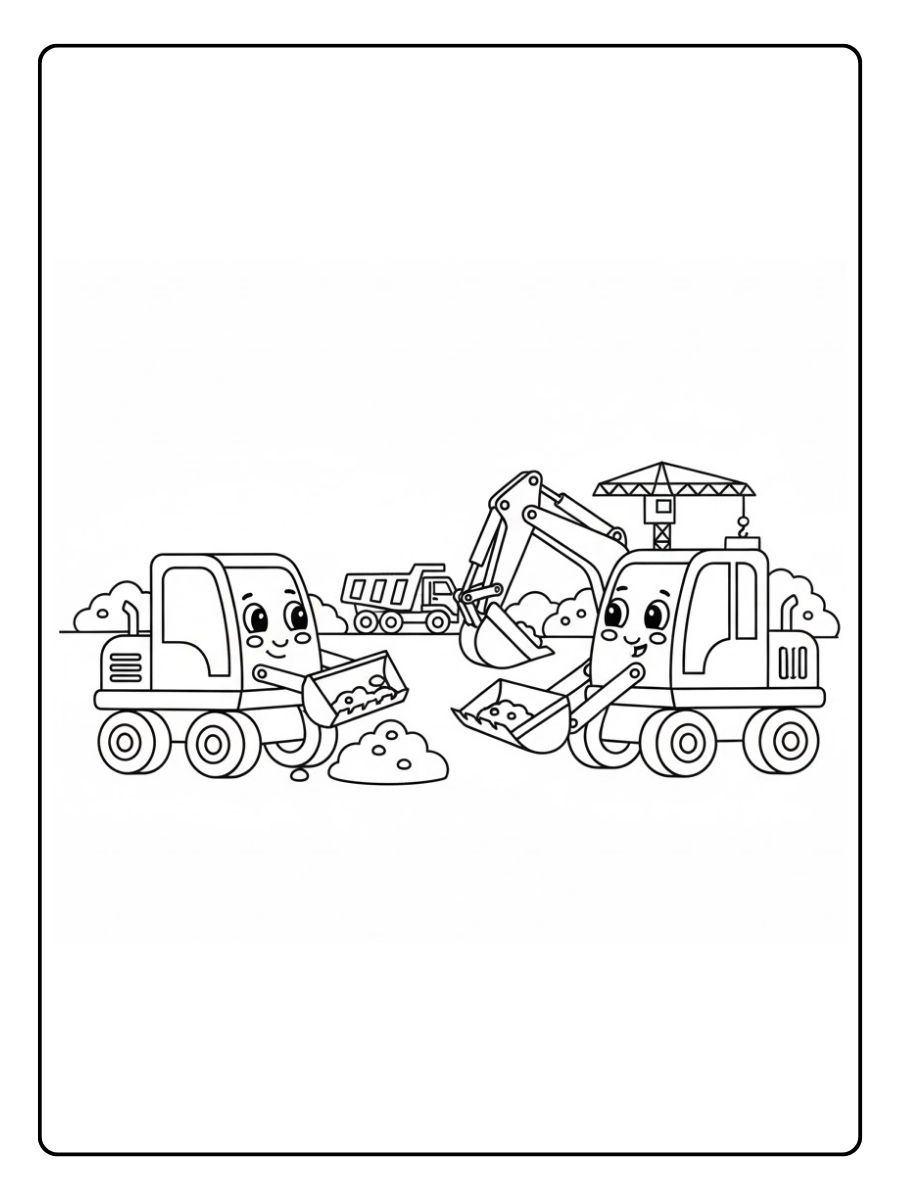 Zwei Bagger Ausmalbild