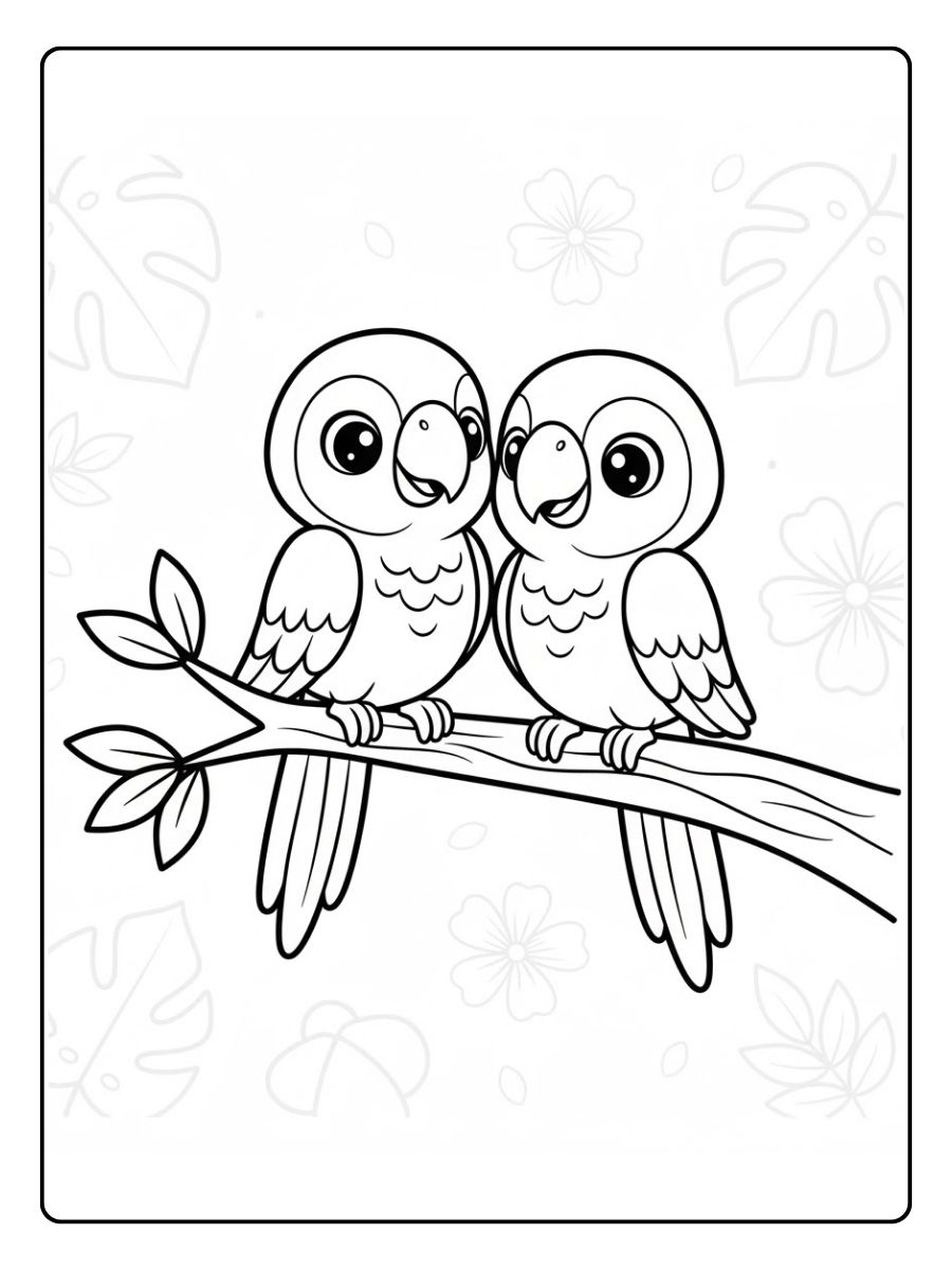 Zwei Papageien – ausmalbilder papagei