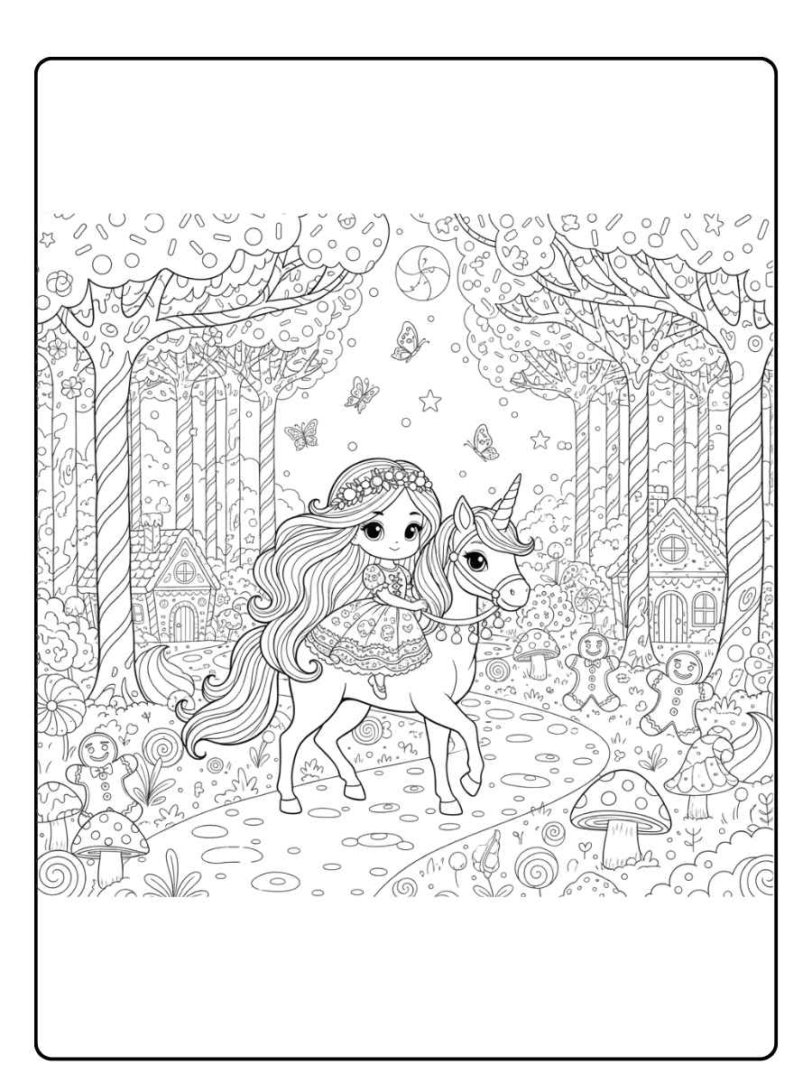 ausmalbild einhorn prinzessin mit glitzernder krone