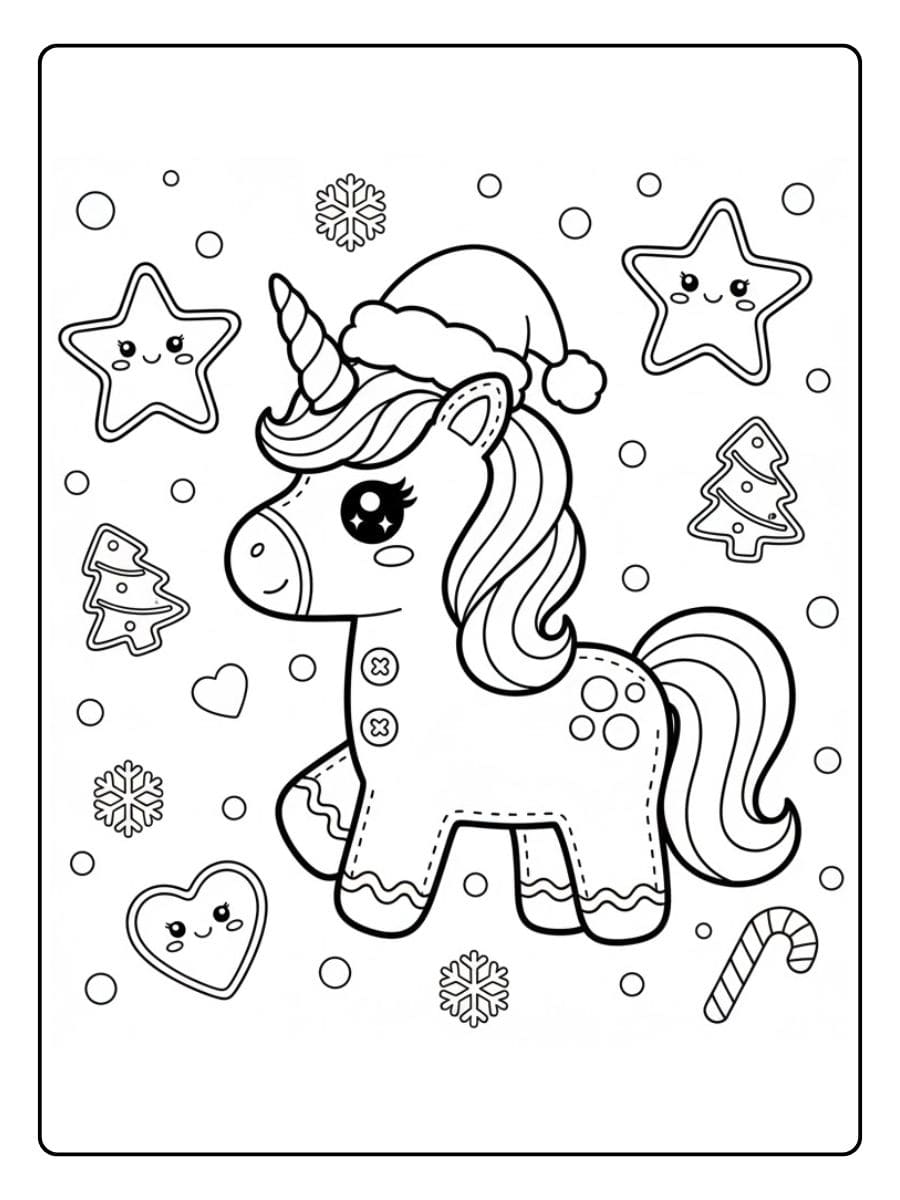 ausmalbild einhorn weihnachten für kinder