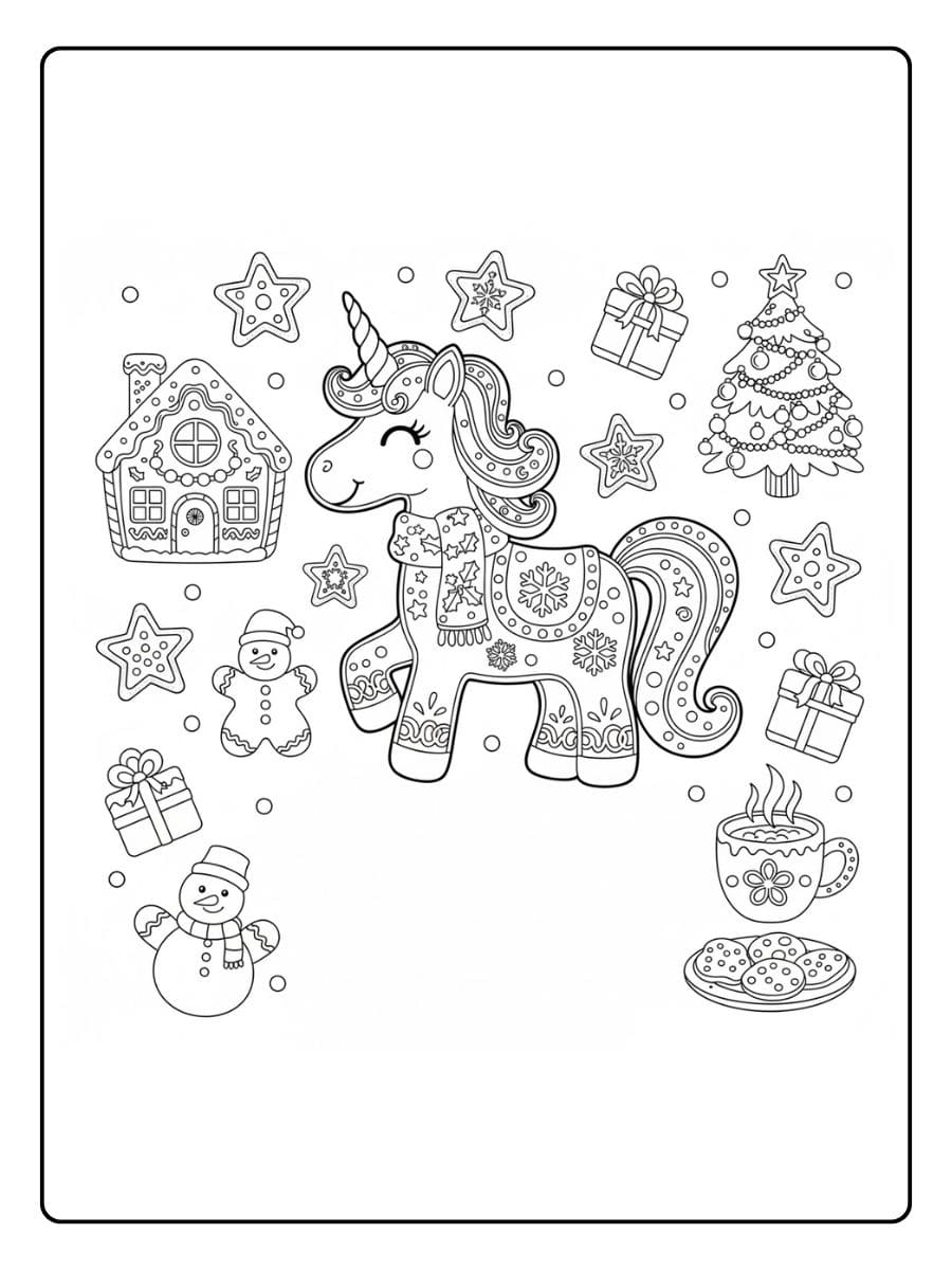ausmalbild einhorn weihnachten zum ausdrucken