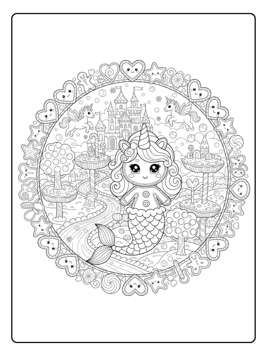 ausmalbild meerjungfrau einhorn fantasy welt