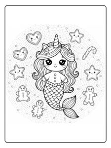 ausmalbild meerjungfrau einhorn mit sternen