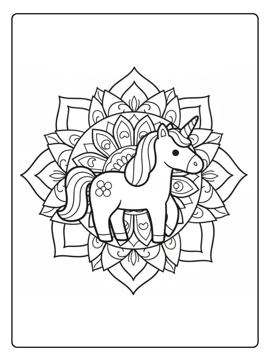 ausmalbilder einhorn mandala für kinder