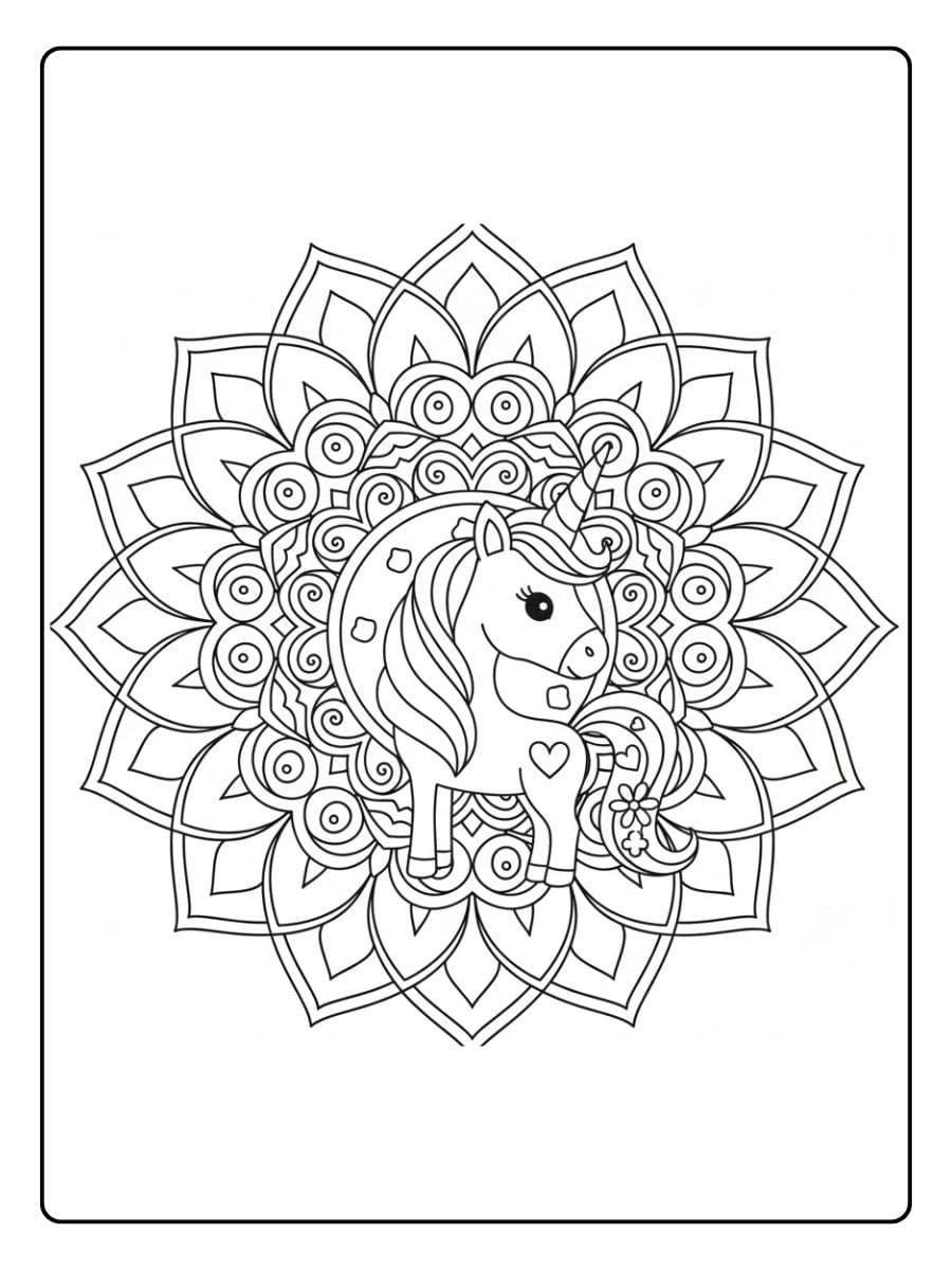 ausmalbilder einhorn mandala zum ausdrucken