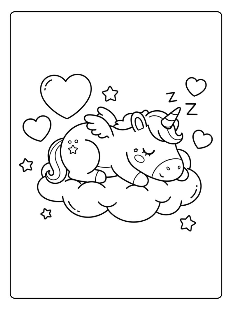 einhorn ausmalbild einfach beim schlafen