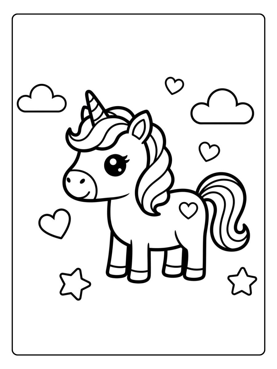 einhorn ausmalbild einfach für kleine kinder