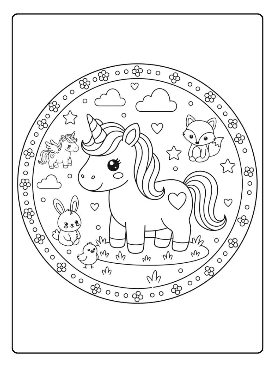 einhorn ausmalbild einfach mit freunden