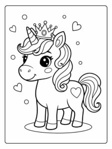 einhorn ausmalbild einfach mit krone